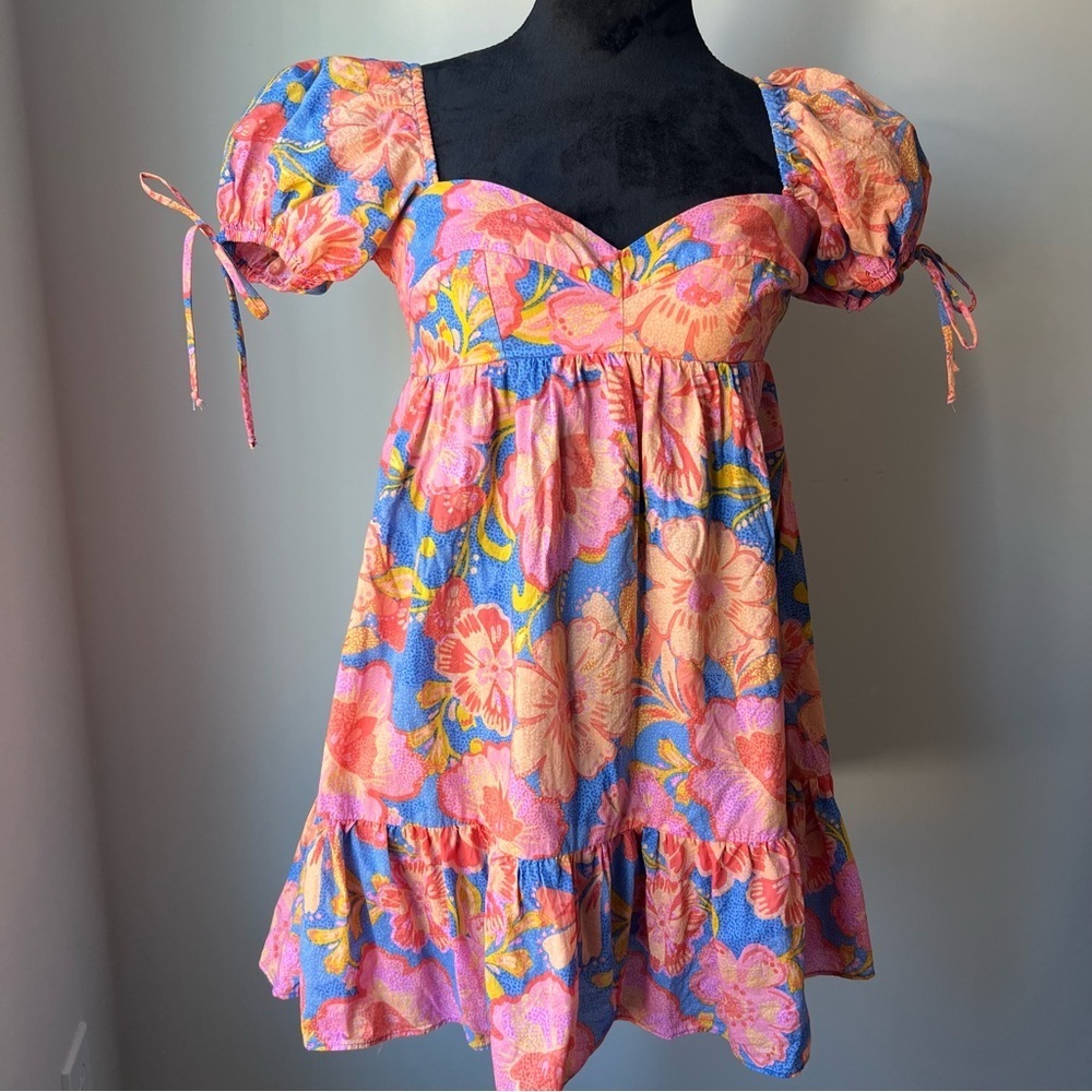 Olivaceous Pink and Blue Floral Dress